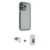 MARSİLYAN™- iPhone 13 Pro Max Kılıf Eksen Doku Prime - Siyah 6D Mat Seramik Hayalet Nano Ekran Koruyucu + Pers Alüminyum Kamera Lens - GI