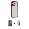 MARSİLYAN™- iPhone 13 Pro Max Kılıf Eksen Doku Prime - Siyah 6D Mat Seramik Hayalet Nano Ekran Koruyucu + Neon Fosforlu Kamera Lens - MI
