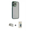 MARSİLYAN™- iPhone 13 Pro Max Kılıf Eksen Doku Prime - Siyah 6D Mat Seramik Hayalet Nano Ekran Koruyucu + Rainbow Kamera Lens Koruma Cam - REGD