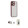 MARSİLYAN™- iPhone 13 Pro Max Kılıf Eksen Doku Prime - Siyah 6D Mat Seramik Hayalet Nano Ekran Koruyucu + Rainbow Kamera Lens Koruma Cam - KI