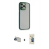 MARSİLYAN™- iPhone 13 Pro Max Kılıf Eksen Doku Prime - Siyah 6D Mat Seramik Hayalet Nano Ekran Koruyucu + Rainbow Kamera Lens Koruma Cam - MI