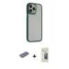 MARSİLYAN™- iPhone 13 Pro Max Kılıf Eksen Doku Prime - Siyah 6D Mat Seramik Hayalet Nano Ekran Koruyucu + Renkli Kamera Lens Koruma Cam - YL
