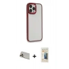 MARSİLYAN™- iPhone 13 Pro Max Kılıf Eksen Doku Prime - Siyah 6D Mat Seramik Hayalet Nano Ekran Koruyucu + Rainbow Kamera Lens Koruma Cam - REGD