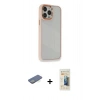 MARSİLYAN™- iPhone 13 Pro Max Kılıf Eksen Doku Prime - Siyah 6D Mat Seramik Hayalet Nano Ekran Koruyucu + Renkli Kamera Lens Koruma Cam - YL