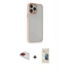 MARSİLYAN™- iPhone 13 Pro Max Kılıf Eksen Doku Prime - Siyah 6D Mat Seramik Hayalet Nano Ekran Koruyucu + Pers Alüminyum Kamera Lens - KI