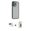 MARSİLYAN™- iPhone 13 Pro Max Kılıf Eksen Doku Prime - Siyah 6D Mat Seramik Hayalet Nano Ekran Koruyucu + Pers Alüminyum Kamera Lens - LT