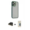 MARSİLYAN™- iPhone 13 Pro Max Kılıf Eksen Doku Prime - Siyah 6D Mat Seramik Hayalet Nano Ekran Koruyucu + Raze Metal Kamera Lens - GD