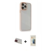 MARSİLYAN™- iPhone 13 Pro Max Kılıf Eksen Doku Prime - Siyah 6D Mat Seramik Hayalet Nano Ekran Koruyucu + Rainbow Kamera Lens Koruma Cam - KI