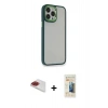 MARSİLYAN™- iPhone 13 Pro Max Kılıf Eksen Doku Prime - Siyah 6D Mat Seramik Hayalet Nano Ekran Koruyucu + Pers Alüminyum Kamera Lens - KI