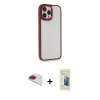 MARSİLYAN™- iPhone 13 Pro Max Kılıf Eksen Doku Prime - Siyah 6D Mat Seramik Hayalet Nano Ekran Koruyucu + Pers Alüminyum Kamera Lens - KI