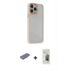MARSİLYAN™- iPhone 13 Pro Max Kılıf Eksen Doku Prime - Siyah 6D Mat Seramik Hayalet Nano Ekran Koruyucu + Mavi Renkli Kamera Lens Koruma Cam
