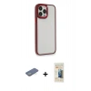 MARSİLYAN™- iPhone 13 Pro Max Kılıf Eksen Doku Prime - Siyah 6D Mat Seramik Hayalet Nano Ekran Koruyucu + Renkli Kamera Lens Koruma Cam - YL