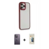 MARSİLYAN™- iPhone 13 Pro Max Kılıf Eksen Doku Prime - Siyah 6D Mat Seramik Hayalet Nano Ekran Koruyucu + Beyaz Neon Fosforlu Kamera Lens