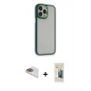 MARSİLYAN™- iPhone 13 Pro Max Kılıf Eksen Doku Prime - Siyah 6D Mat Seramik Hayalet Nano Ekran Koruyucu + Pers Alüminyum Kamera Lens - GD