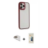 MARSİLYAN™- iPhone 13 Pro Max Kılıf Eksen Doku Prime - Siyah 6D Mat Seramik Hayalet Nano Ekran Koruyucu + Pers Alüminyum Kamera Lens - GD