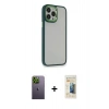 MARSİLYAN™- iPhone 13 Pro Max Kılıf Eksen Doku Prime - Siyah 6D Mat Seramik Hayalet Nano Ekran Koruyucu + Neon Fosforlu Kamera Lens - YL