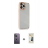 MARSİLYAN™- iPhone 13 Pro Max Kılıf Eksen Doku Prime - Siyah 6D Mat Seramik Hayalet Nano Ekran Koruyucu + Beyaz Neon Fosforlu Kamera Lens