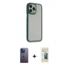MARSİLYAN™- iPhone 13 Pro Max Kılıf Eksen Doku Prime - Siyah 6D Mat Seramik Hayalet Nano Ekran Koruyucu + Neon Fosforlu Kamera Lens - MI