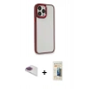 MARSİLYAN™- iPhone 13 Pro Max Kılıf Eksen Doku Prime - Siyah 6D Mat Seramik Hayalet Nano Ekran Koruyucu + Pers Alüminyum Kamera Lens - GI
