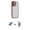 MARSİLYAN™- iPhone 13 Pro Max Kılıf Eksen Doku Prime - Siyah Bilvis 3D Cam Ekran Koruyucu + Açık Yeşil Metal Kamera Lens Koruma Cam