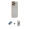 MARSİLYAN™- iPhone 13 Pro Max Kılıf Eksen Doku Prime - Siyah Bilvis 3D Cam Ekran Koruyucu + Açık Yeşil Metal Kamera Lens Koruma Cam