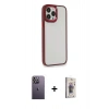MARSİLYAN™- iPhone 13 Pro Max Kılıf Eksen Doku Prime - Siyah Bilvis 3D Cam Ekran Koruyucu + Neon Fosforlu Kamera Lens - BZ