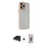 MARSİLYAN™- iPhone 13 Pro Max Kılıf Eksen Doku Prime - Siyah Bilvis 3D Cam Ekran Koruyucu + Raze Metal Kamera Lens - GD