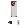 MARSİLYAN™- iPhone 13 Pro Max Kılıf Eksen Doku Prime - Siyah Bilvis 3D Cam Ekran Koruyucu + Raze Metal Kamera Lens - GD