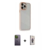MARSİLYAN™- iPhone 13 Pro Max Kılıf Eksen Doku Prime - Siyah Bilvis 3D Cam Ekran Koruyucu + Neon Fosforlu Kamera Lens - YL