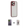 MARSİLYAN™- iPhone 13 Pro Max Kılıf Eksen Doku Prime - Siyah Bilvis 3D Cam Ekran Koruyucu + Neon Fosforlu Kamera Lens - YL