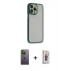 MARSİLYAN™- iPhone 13 Pro Max Kılıf Eksen Doku Prime - Siyah Bilvis 3D Cam Ekran Koruyucu + Neon Fosforlu Kamera Lens - YL