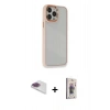 MARSİLYAN™- iPhone 13 Pro Max Kılıf Eksen Doku Prime - Siyah Bilvis 3D Cam Ekran Koruyucu + Pers Alüminyum Kamera Lens - GI