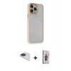 MARSİLYAN™- iPhone 13 Pro Max Kılıf Eksen Doku Prime - Siyah Bilvis 3D Cam Ekran Koruyucu + Pers Alüminyum Kamera Lens - LT