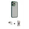 MARSİLYAN™- iPhone 13 Pro Max Kılıf Eksen Doku Prime - Siyah Bilvis 3D Cam Ekran Koruyucu + Pers Alüminyum Kamera Lens - GD