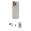 MARSİLYAN™- iPhone 13 Pro Max Kılıf Eksen Doku Prime - Siyah Bilvis 3D Cam Ekran Koruyucu + Pers Alüminyum Kamera Lens - GD