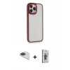 MARSİLYAN™- iPhone 13 Pro Max Kılıf Eksen Doku Prime - Siyah Bilvis 3D Cam Ekran Koruyucu + Pers Alüminyum Kamera Lens - LT