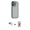 MARSİLYAN™- iPhone 13 Pro Max Kılıf Eksen Doku Prime - Siyah Bilvis 3D Cam Ekran Koruyucu + Pers Alüminyum Kamera Lens - GI