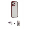 MARSİLYAN™- iPhone 13 Pro Max Kılıf Eksen Doku Prime - Siyah Bilvis 3D Cam Ekran Koruyucu + Pers Alüminyum Kamera Lens - GI