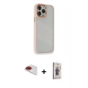 MARSİLYAN™- iPhone 13 Pro Max Kılıf Eksen Doku Prime - Siyah Bilvis 3D Cam Ekran Koruyucu + Pers Alüminyum Kamera Lens - KI