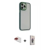 MARSİLYAN™- iPhone 13 Pro Max Kılıf Eksen Doku Prime - Siyah Bilvis 3D Cam Ekran Koruyucu + Pers Alüminyum Kamera Lens - KI