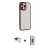 MARSİLYAN™- iPhone 13 Pro Max Kılıf Eksen Doku Prime - Siyah Bilvis 3D Cam Ekran Koruyucu + Pers Alüminyum Kamera Lens - KI