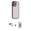 MARSİLYAN™- iPhone 13 Pro Max Kılıf Eksen Doku Prime - Siyah Bilvis 3D Cam Ekran Koruyucu + Pers Alüminyum Kamera Lens - GD