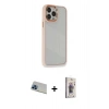 MARSİLYAN™- iPhone 13 Pro Max Kılıf Eksen Doku Prime - Siyah Bilvis 3D Cam Ekran Koruyucu + Rainbow Kamera Lens Koruma Cam - MI