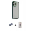 MARSİLYAN™- iPhone 13 Pro Max Kılıf Eksen Doku Prime - Siyah Bilvis 3D Cam Ekran Koruyucu + Renkli Kamera Lens Koruma Cam - YL