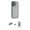 MARSİLYAN™- iPhone 13 Pro Max Kılıf Eksen Doku Prime - Siyah Bilvis 3D Cam Ekran Koruyucu + Renkli Kamera Lens Koruma Cam - SI