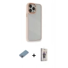 MARSİLYAN™- iPhone 13 Pro Max Kılıf Eksen Doku Prime - Siyah Bilvis 3D Cam Ekran Koruyucu + Shine Kamera Lens Koruma Cam - GI
