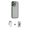 MARSİLYAN™- iPhone 13 Pro Max Kılıf Eksen Doku Prime - Siyah Bilvis 3D Cam Ekran Koruyucu + Shine Kamera Lens - GD