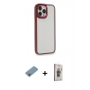 MARSİLYAN™- iPhone 13 Pro Max Kılıf Eksen Doku Prime - Siyah Bilvis 3D Cam Ekran Koruyucu + Shine Kamera Lens Koruma Cam - GI