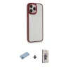 MARSİLYAN™- iPhone 13 Pro Max Kılıf Eksen Doku Prime - Siyah Bilvis 3D Cam Ekran Koruyucu + Shine Kamera Lens Koruma Cam - MI
