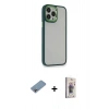 MARSİLYAN™- iPhone 13 Pro Max Kılıf Eksen Doku Prime - Siyah Bilvis 3D Cam Ekran Koruyucu + Shine Kamera Lens Koruma Cam - GI
